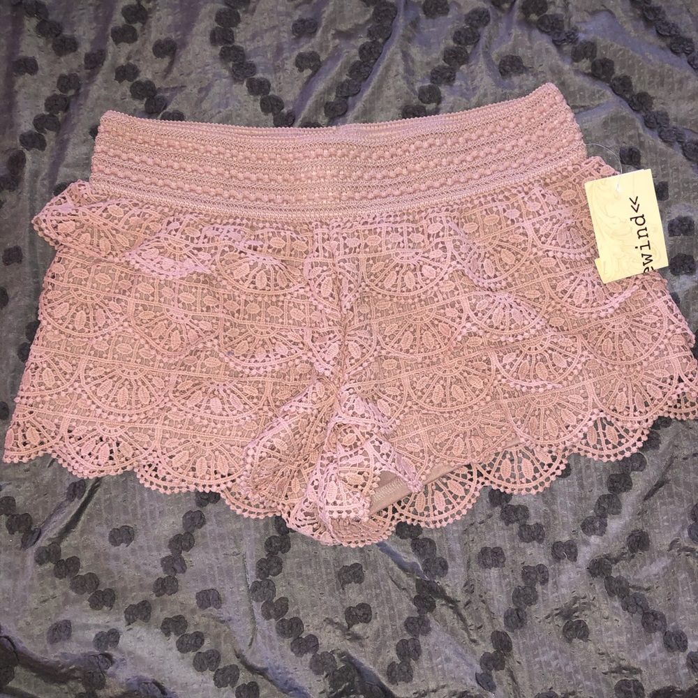 pink crochet shorts